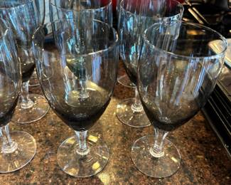 Fostoria Gray Smoky Crystal Glass Wine Glasses