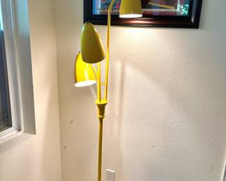 Mid Century Yellow Enamel 3 Bullet Light Floor Lamp