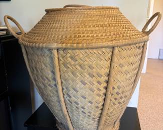 Large Handwoven Asian Harvest Basket