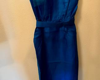 Circa 1960s Blue Sleeveless Sheath Midi Pencil Dress