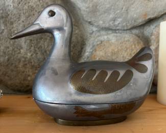 Pewter & Brass Duck Trinket Box - Made in Hong Kong