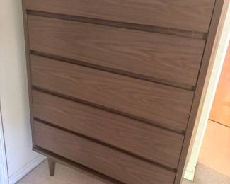 Mid Century Five Drawer Tall Boy Dresser