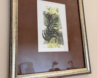 Framed & Matted Monotype Print "Chestnut-baked Chickadee" by Mona T. Smiley-Fairbanks