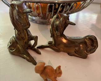 Pair of Brass Unicorn Figurines