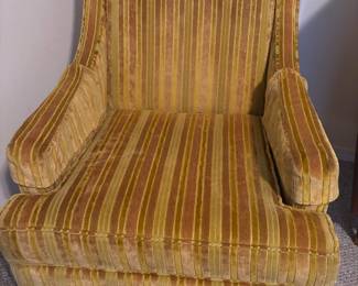 Circa 1970s Gold Striped Upholstered Arm Chair