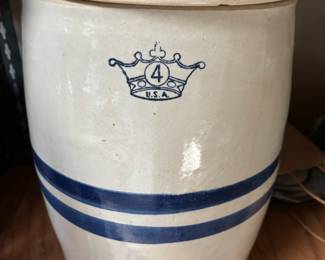 Robinson Ransbottom 4 Gallon Blue Crown Stoneware Crock Dispenser