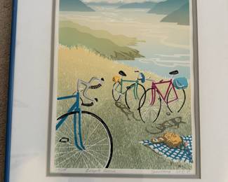 Framed & Matted Print "Bicycle Picnic" by Nancy Spaulding