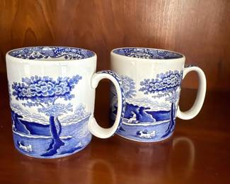 Pair of Spode Blue Italian Coffee Mugs