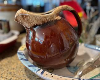 Brown Drip Glaze Pottery Oven Proof Pitcher