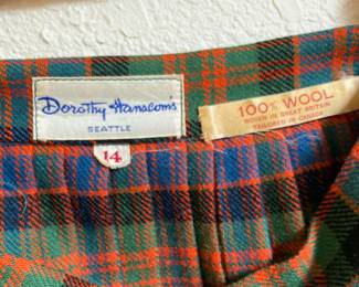 Dorothy Hanscom's Seattle 100% Wool Plaid Pleated Skirt – Size 14