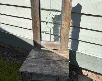 Wooden Chair with Leaded Glass Back