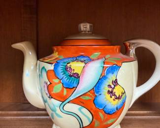 Japanese Floral Hand Painted Lusterware Teapot