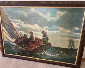 Framed Textured Print "Breezing Up" by Winslow Homer