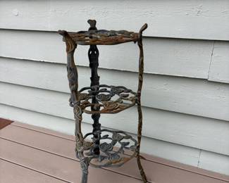 Rose Themed Cast Iron 3 Tier Plant Stand