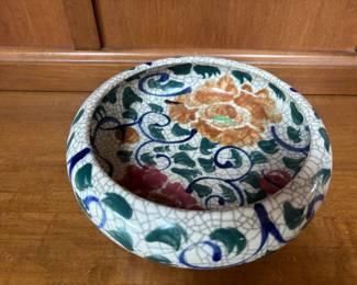 Floral Crackled Pottery Bowl Planter