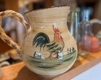 Home Ceramic Painted Rooster Pitcher