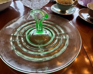 Uranium Glass Handled Serving Tray