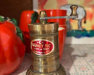 Turkish Guney Tic Etched Bronze Coffee/Spice Grinder