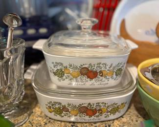 Corning Ware Le Persil La Sauge Lidded Casserole Dish, Corning Ware La Marjolaine Lidded Casserole Dish