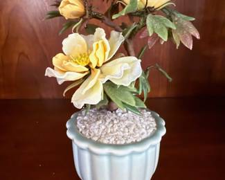 Carved Jade Floral Bonsai Tree