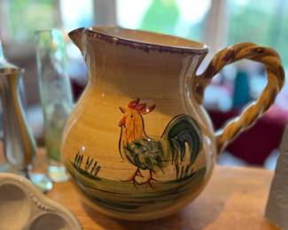 Home Ceramic Painted Rooster Pitcher
