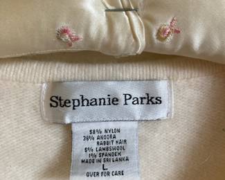 Stephanie Parks Angora/Lambswool Blend Cream Short Sleeve Crop Top – Size Large