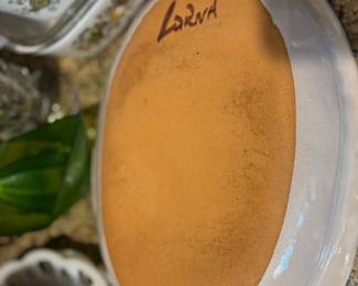 Lorna Smith Pottery Fish Themed Oval Serving Bowl