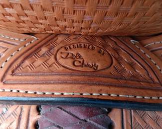 Custom saddle by Dale Chavez, 17", tooled leather with silver tone accents
