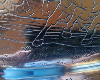 Lot #50 Arthur Court Aluminum platter with Wild Horses, 23 1/2" x 12 1/2", 1989's