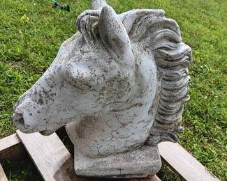 concrete horse head 17" tall x 16" wide