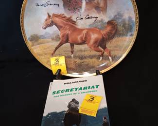 Lot #3: "The Final Tribute Secretariat 1970-1989 #5258 of 7500 Plate and book. Signed in person for Sherry Lane by Penny Chenery and Jim Caffney (no documentation of the signatures provided)