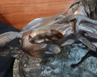 Stunning bronze horse statue "The Accolade" by French sculptor Pierre Jules Mene, 24" long x 12" wide x 17" tall, weighs 75 pounds, with original receipt from New York City Gallery dated 2000