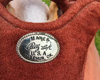 Billy Cook maker, Sulpher, OK, 17" seat, hand tooled leather and silver tone accents