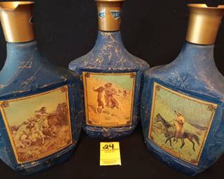 Lot #24: lot of 3 Beam's Choice empty bottles: Frederick Remington "The Scout", "On the Trail", "The Buffalo Hunt"