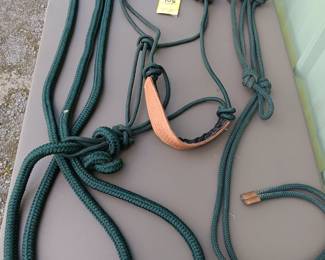 Lot #105: Mustang rope halter and 9' lead, Hunter Green