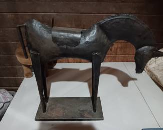 Metal Horse sculpture, handcrafted of metal and iron, purchased at Pier One, 25" tall