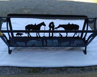 Lot #53 laser-cut steel magazine rack 31" long