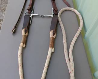 Lot #171: Ivan A. Osman maker, Ramona, CA, headstall and bit, rope