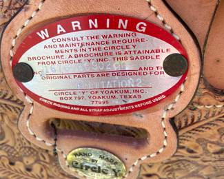 Handmade saddle made by Circle Y of Yoakum, Inc in Yoakum, Texas with silver-tone detail
