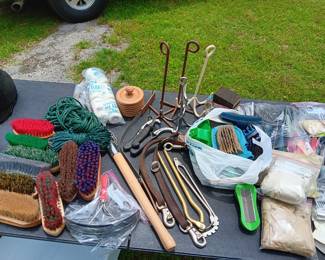 lot of cleaning and grooming supplies