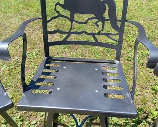 Lot #55: lot of 4 metal bar stools that swivel, 4 feet tall-close-up