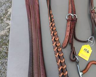 Lot #106: sash, rein, lead rope, bridle