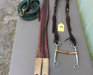 Lot #108: lot of three sash, lead line, and headstall with bit