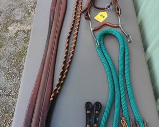 Lot #106: sash, rein, lead rope, bridle