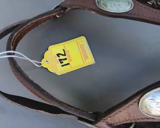 Lot #172: Headstall with silver tone detail and bit