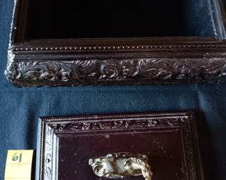 Lot #61: wooden jewelry box with gilt horse