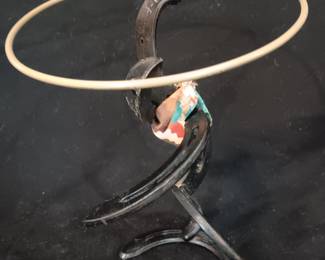 Lot #21: Rope Twirlin' 9 1/2" tall, crafted from actual horseshoes & horseshoe nails, made in USA
