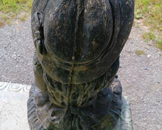 Concrete girl sitting on the bench 27" tall x 16" wide- bench is not For Sale