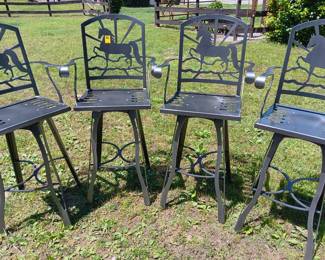 Lot #55: lot of 4 metal bar stools that swivel, 4 feet tall