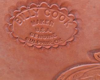 Billy Cook maker, Sulpher, OK, 17" seat, hand tooled leather and silver tone accents